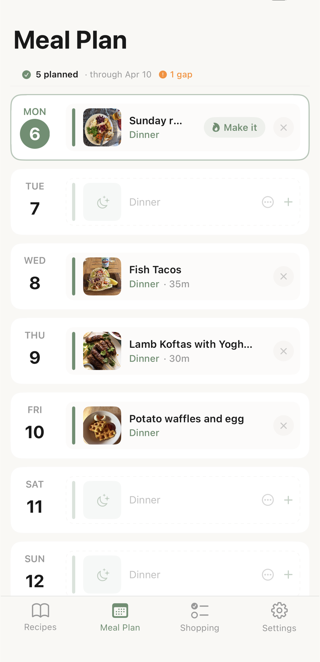 STOCK Meal Planner — plan your week in seconds