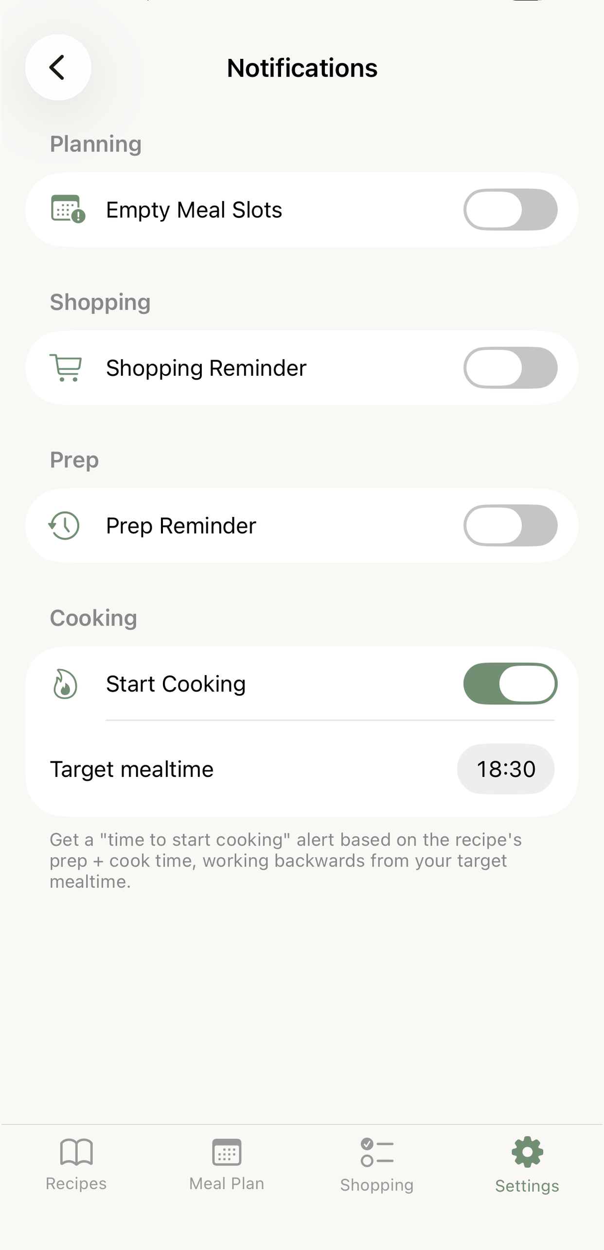 Smart notifications — know when to start cooking